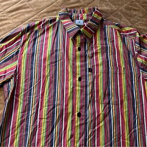 Vintage Rare Michael Jordan Shirt Striped Button Up Short Sleeve Mens XL